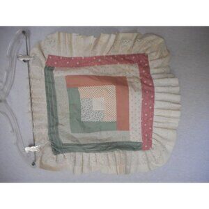Vtg Handmade Quilted Amish Log Cabin Pattern Throw Pillow cover green 17 X 17